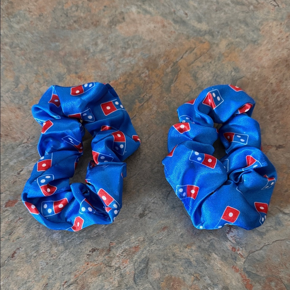 Dominos Pizza Patterned Scrunchies  Set of 2 NWOT